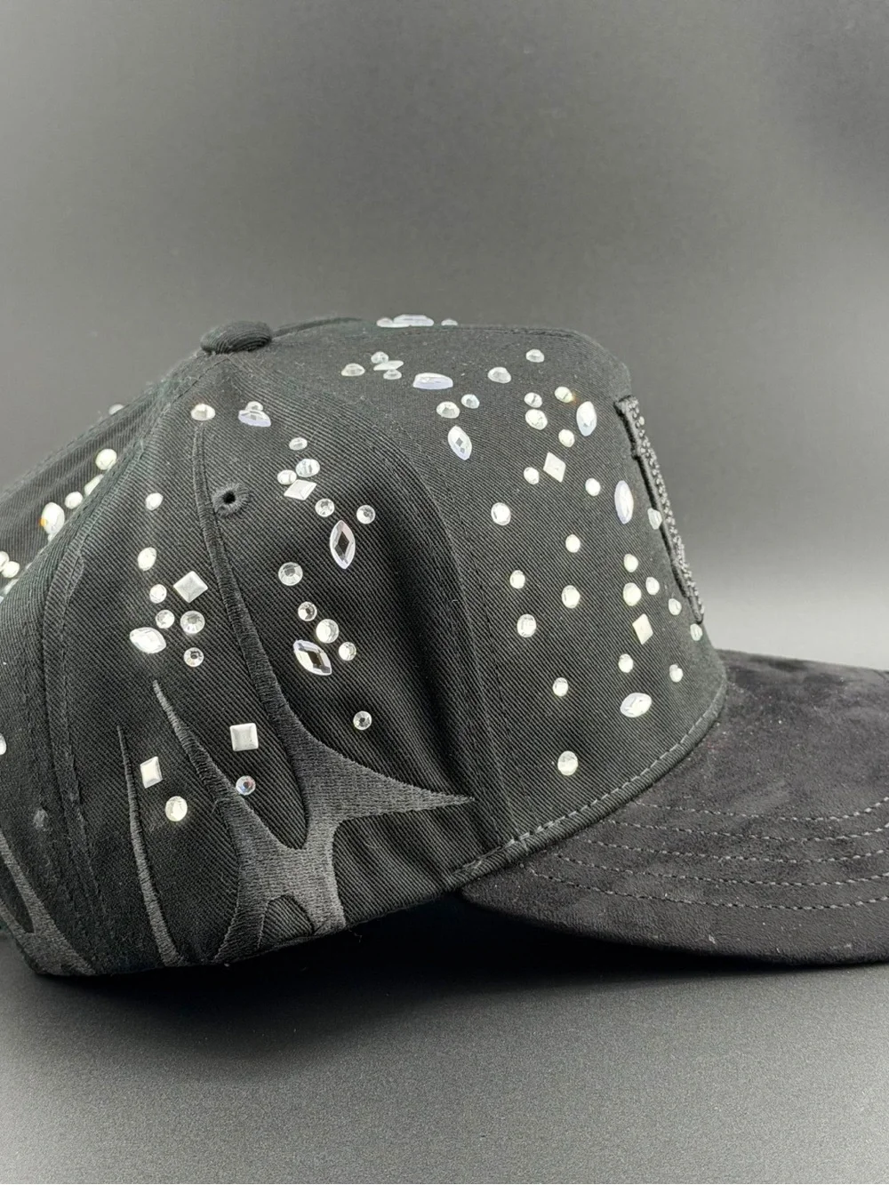 Black Rhinestone LA Baseball Cap